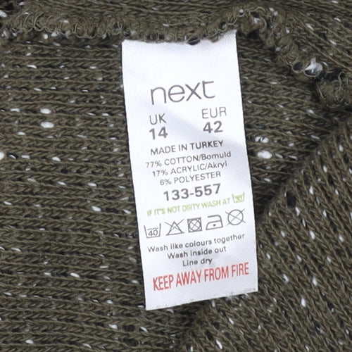 Next Women’s Green Knit Crew Neck 3/4 Sleeve Pullover Jumper Size 14