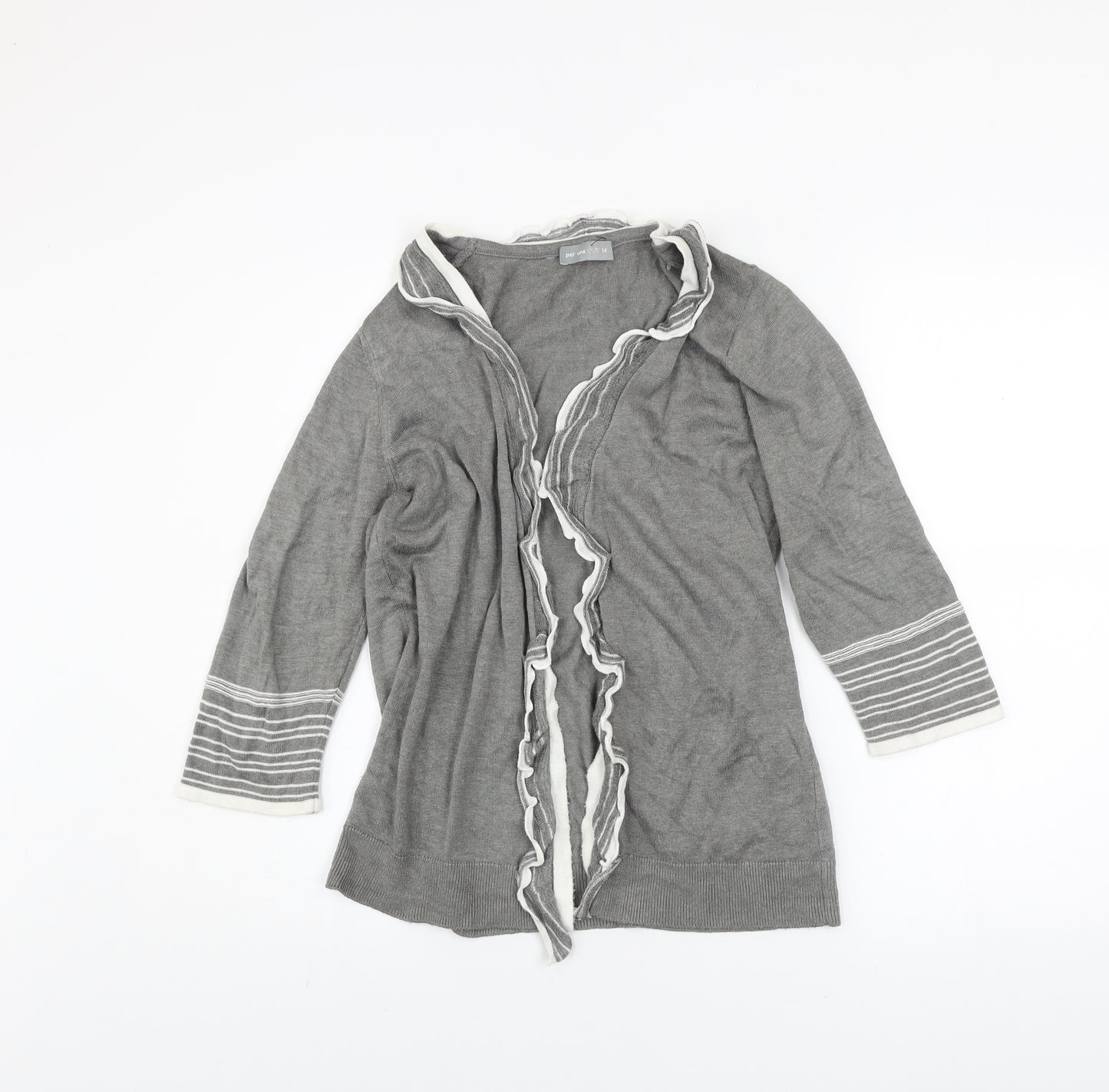 Marks and Spencer Per Una Grey Ruffle Edge Cardigan Women’s Size 14