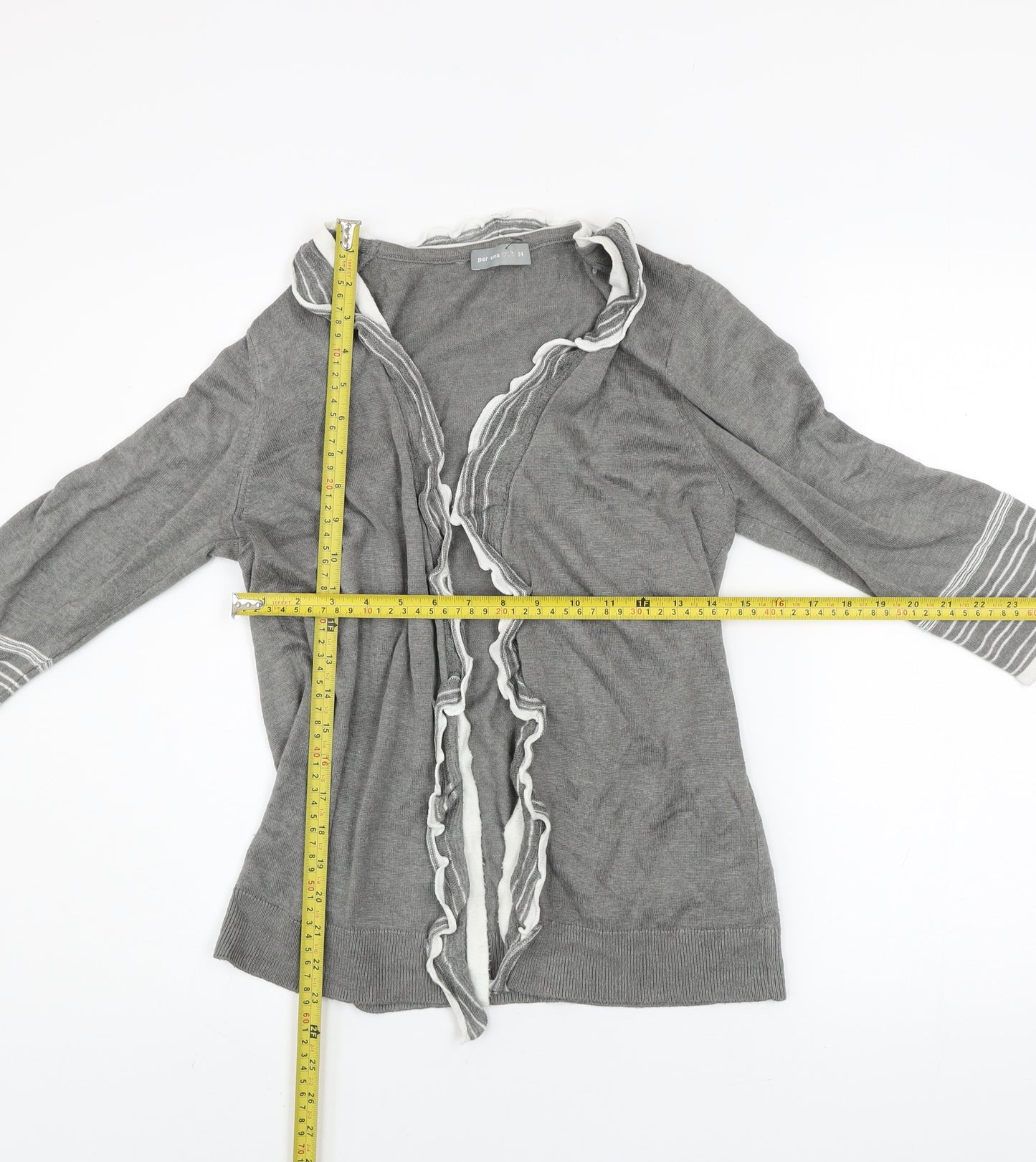 Marks and Spencer Per Una Grey Ruffle Edge Cardigan Women’s Size 14
