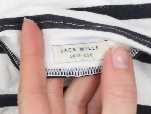 Jack Wills Women’s Black Striped Off Shoulder Cropped Top UK 12