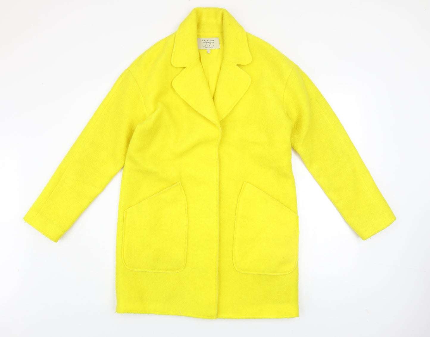 Zara Women Yellow Wool Blend Mid-Length Overcoat Size S