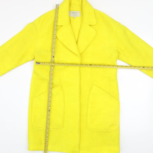 Zara Women Yellow Wool Blend Mid-Length Overcoat Size S