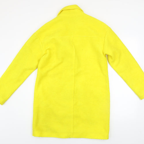 Zara Women Yellow Wool Blend Mid-Length Overcoat Size S