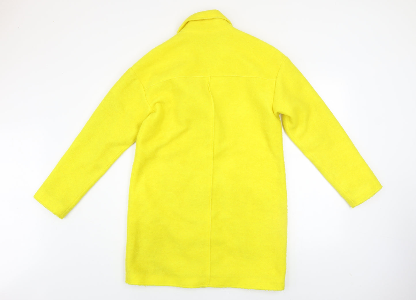 Zara Women Yellow Wool Blend Mid-Length Overcoat Size S