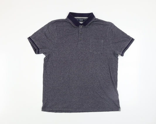 Maine New England Men's Blue Cotton Tailored Fit Polo Shirt Size L