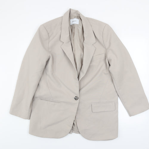 Stradivarius Unisex Beige Regular Fit Lined Blazer Size L