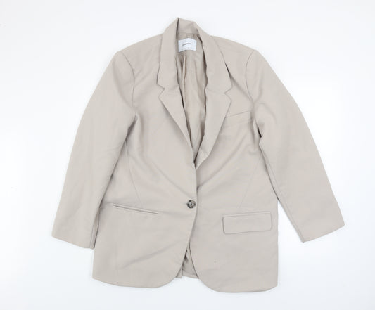 Stradivarius Unisex Beige Regular Fit Lined Blazer Size L