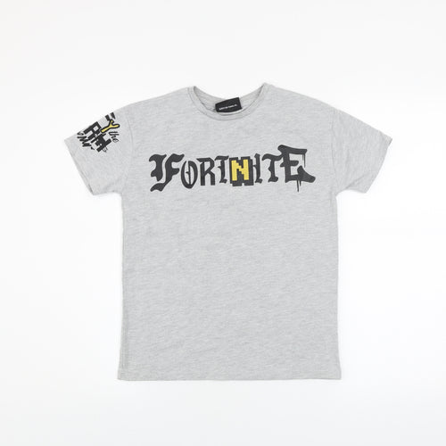 Fortnite Boys Grey Short Sleeve Graphic T-Shirt Size M Cotton Blend