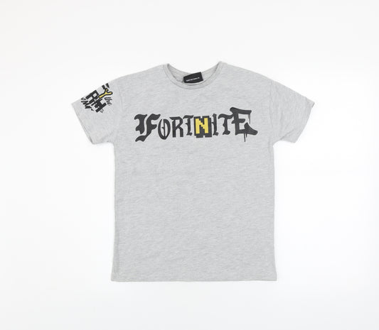 Fortnite Boys Grey Short Sleeve Graphic T-Shirt Size M Cotton Blend