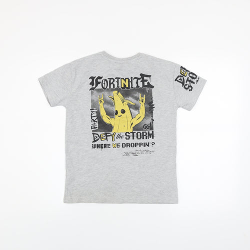 Fortnite Boys Grey Short Sleeve Graphic T-Shirt Size M Cotton Blend