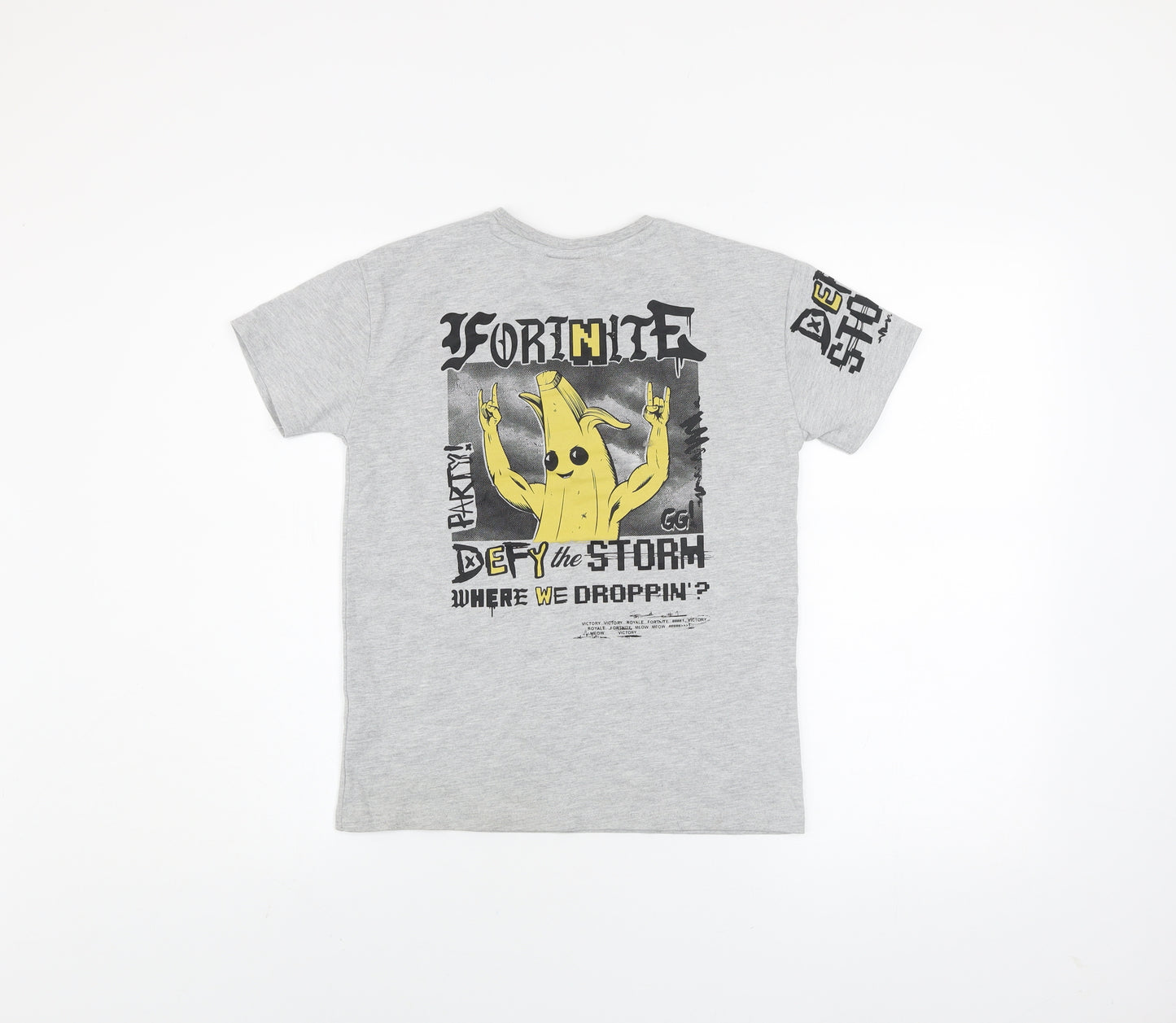 Fortnite Boys Grey Short Sleeve Graphic T-Shirt Size M Cotton Blend