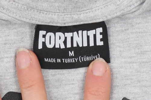 Fortnite Boys Grey Short Sleeve Graphic T-Shirt Size M Cotton Blend