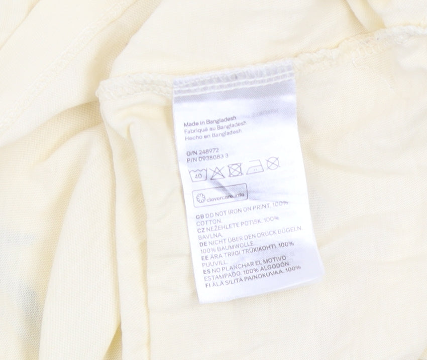 H&M Men's Beige California Graphic Print Cotton T-Shirt M