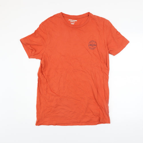 Jack & Jones Originals Men's Orange Cotton Regular Fit T-Shirt L