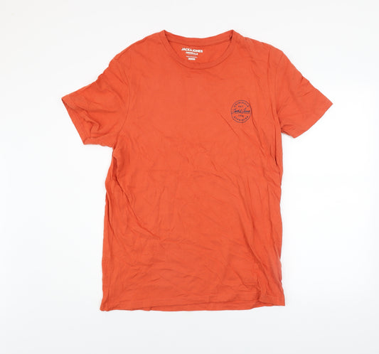 Jack & Jones Originals Men's Orange Cotton Regular Fit T-Shirt L
