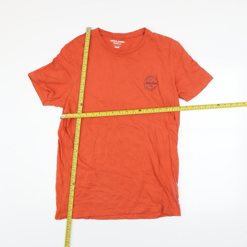Jack & Jones Originals Men's Orange Cotton Regular Fit T-Shirt L