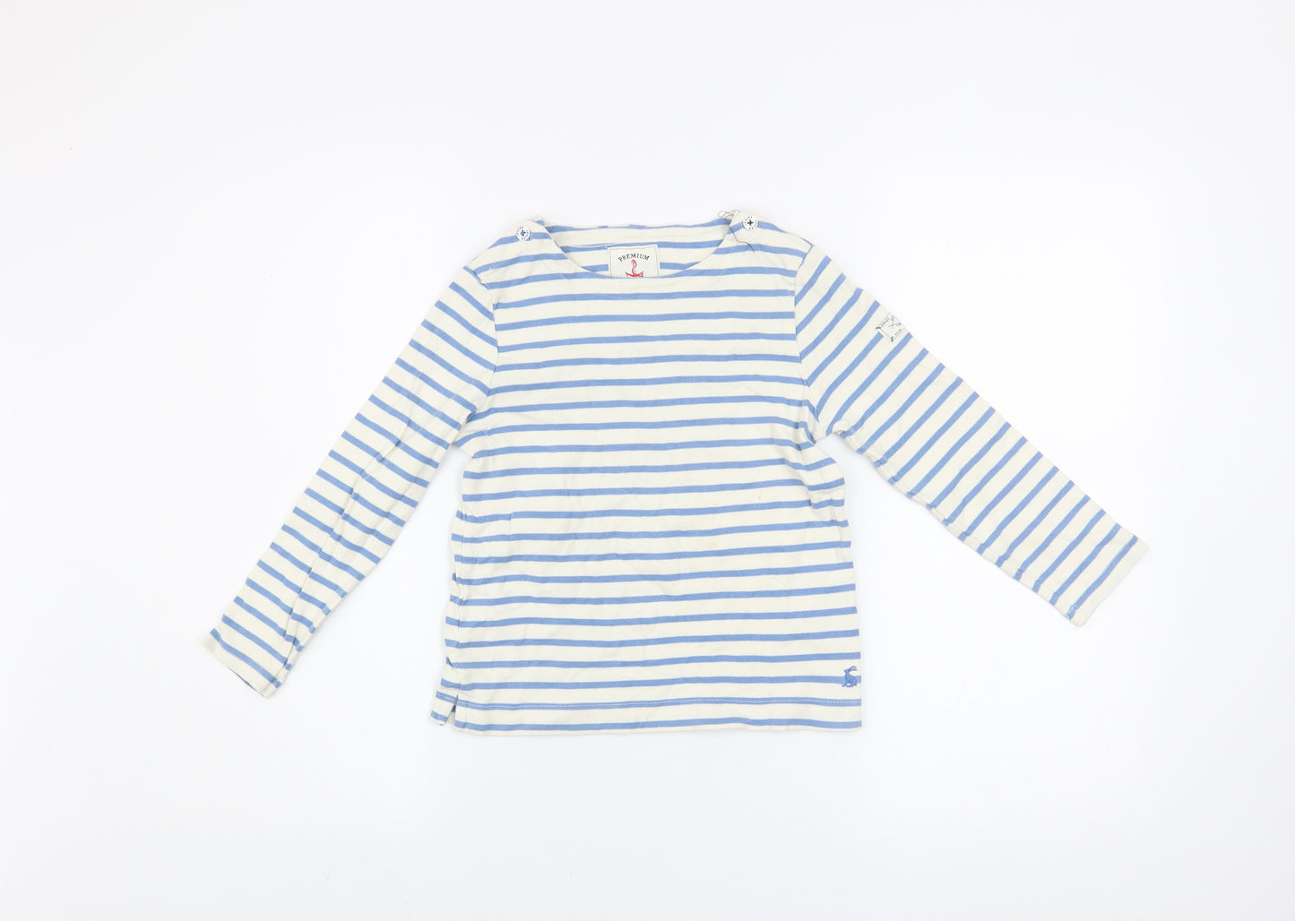 Joules Girls Blue Striped Long Sleeve Cotton Nautical T-Shirt 8 Years