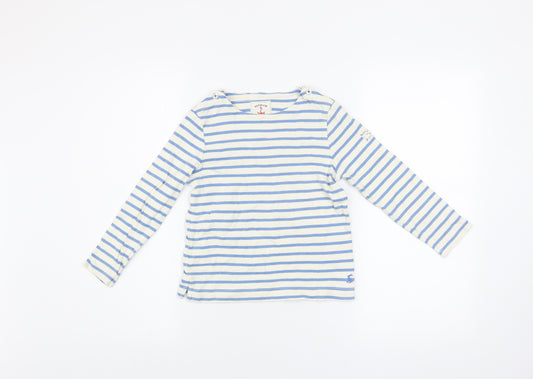 Joules Girls Blue Striped Long Sleeve Cotton Nautical T-Shirt 8 Years