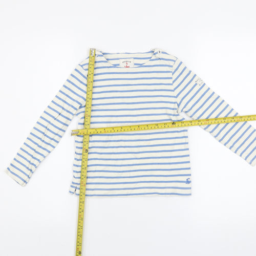 Joules Girls Blue Striped Long Sleeve Cotton Nautical T-Shirt 8 Years