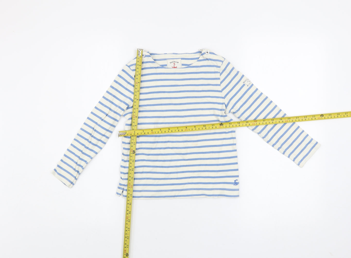 Joules Girls Blue Striped Long Sleeve Cotton Nautical T-Shirt 8 Years