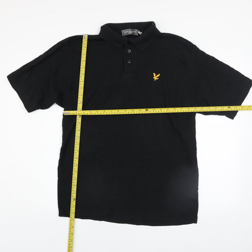 Lyle & Scott Men's Black Polo Shirt L Vintage Logo Cotton Blend