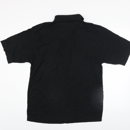 Lyle & Scott Men's Black Polo Shirt L Vintage Logo Cotton Blend