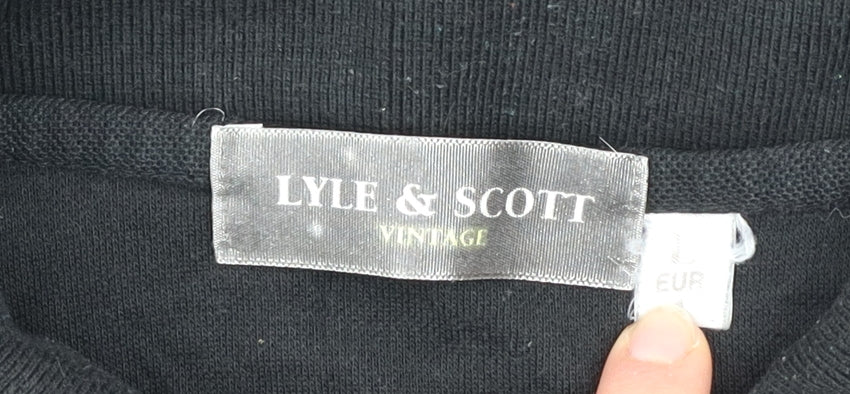 Lyle & Scott Men's Black Polo Shirt L Vintage Logo Cotton Blend