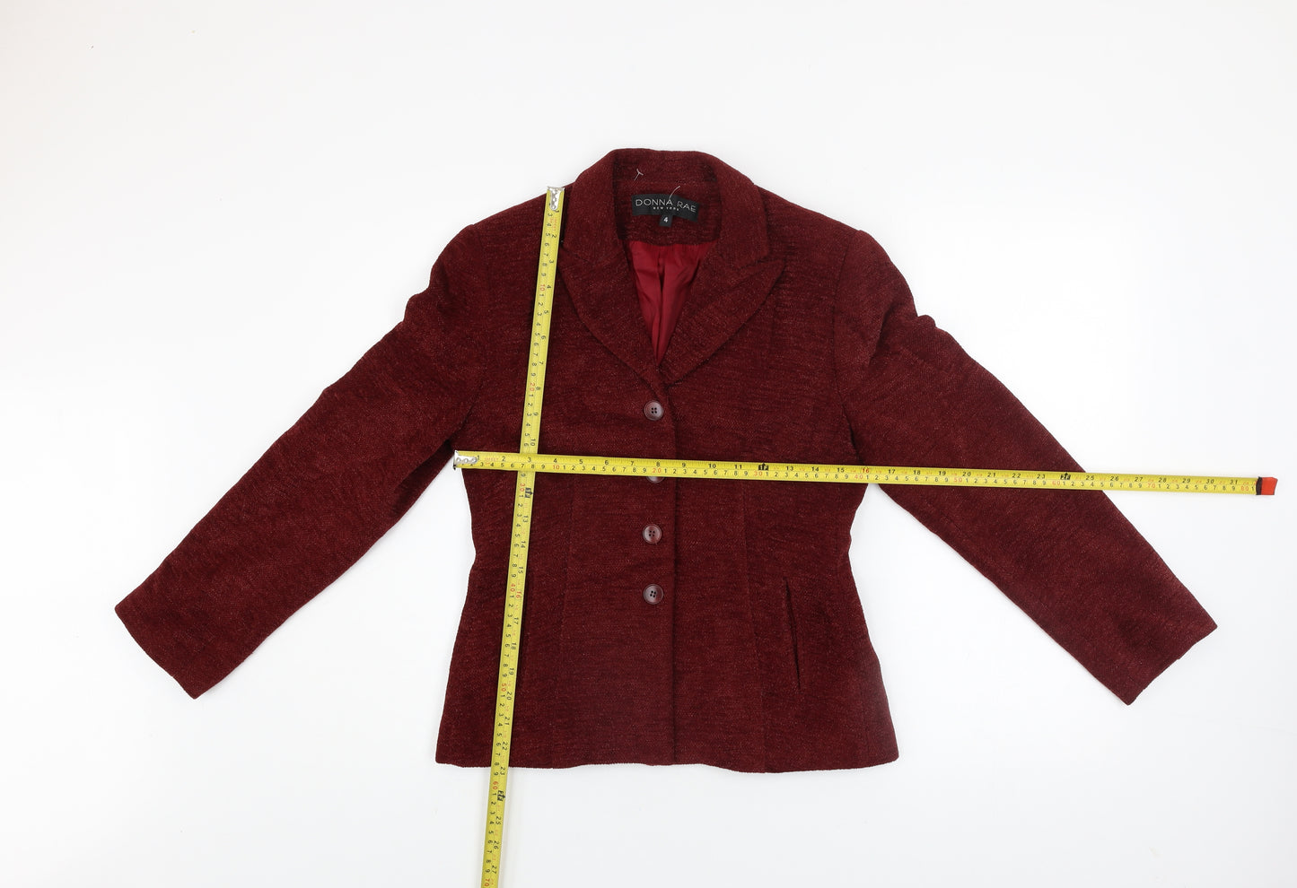 Donna Rae Women's Red Wool Blend Blazer Jacket Size 8