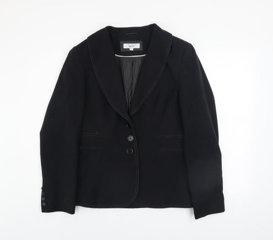 Next Women Black Tailored Shawl Lapel Blazer Size 14