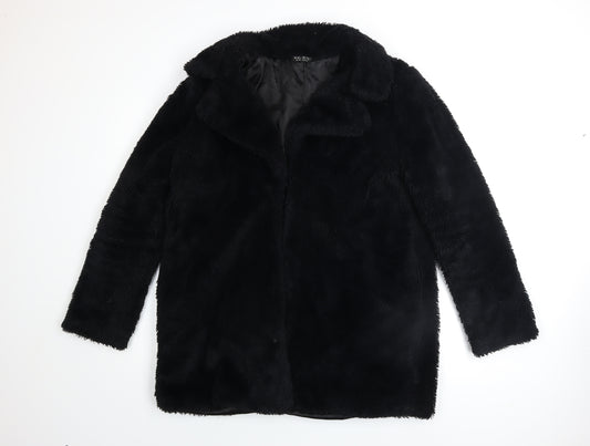 Select Women's Black Faux Fur Mid-Length Coat Size 16