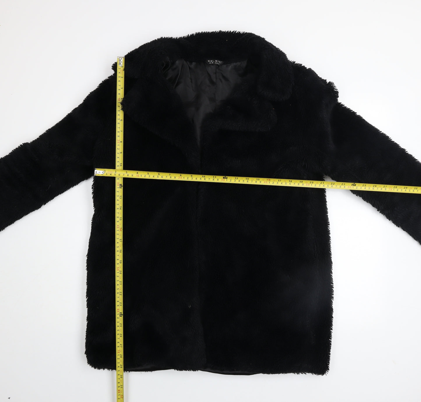 Select Women's Black Faux Fur Mid-Length Coat Size 16