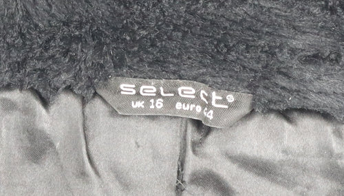Select Women's Black Faux Fur Mid-Length Coat Size 16