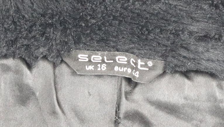 Select Women's Black Faux Fur Mid-Length Coat Size 16