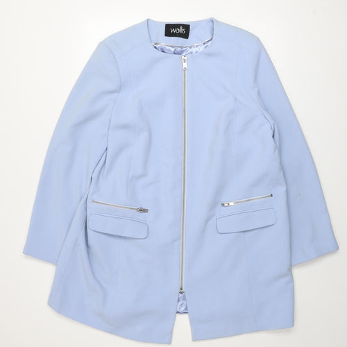 Wallis Women’s Blue Zip-Up Lined Jacket L Regular Fit