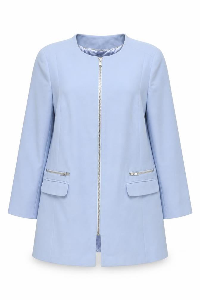 Front view of Wallis Women’s Blue Zip-Up Lined Jacket L Regular Fit