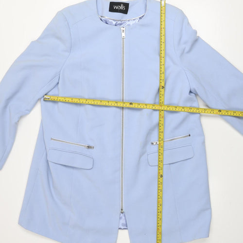 Wallis Women’s Blue Zip-Up Lined Jacket L Regular Fit