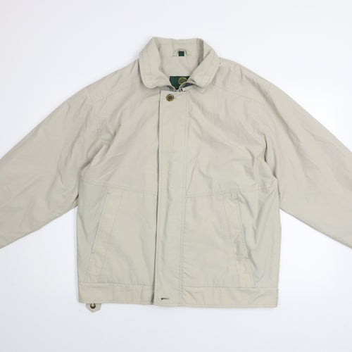 Greenwood Men Beige Basic Jacket M Full Zip Cotton Blend Casual