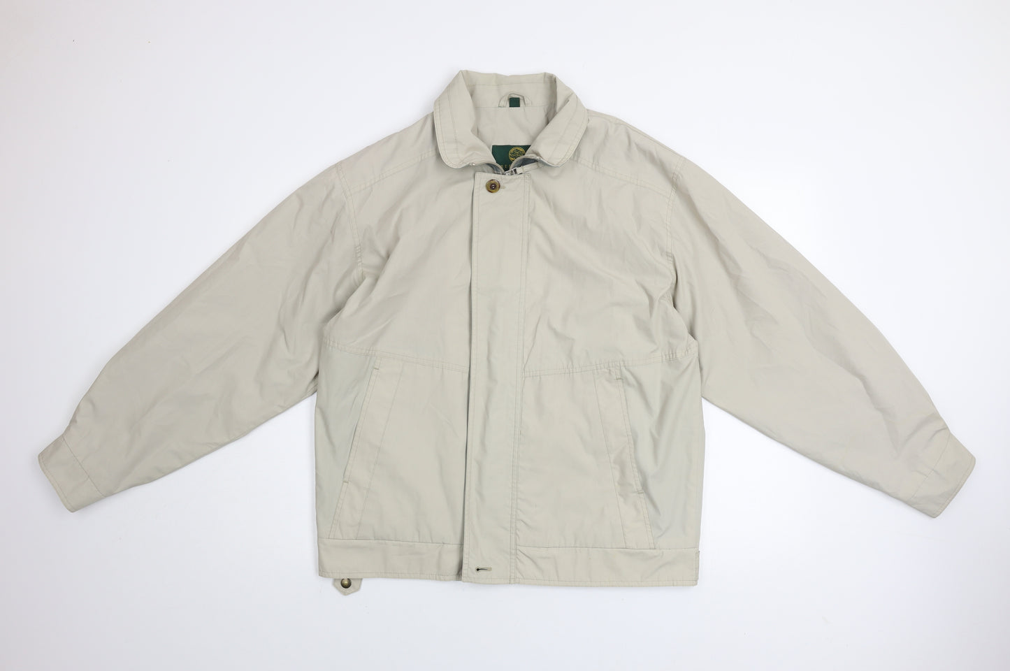 Greenwood Men Beige Basic Jacket M Full Zip Cotton Blend Casual