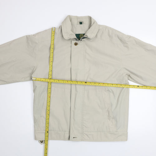 Greenwood Men Beige Basic Jacket M Full Zip Cotton Blend Casual