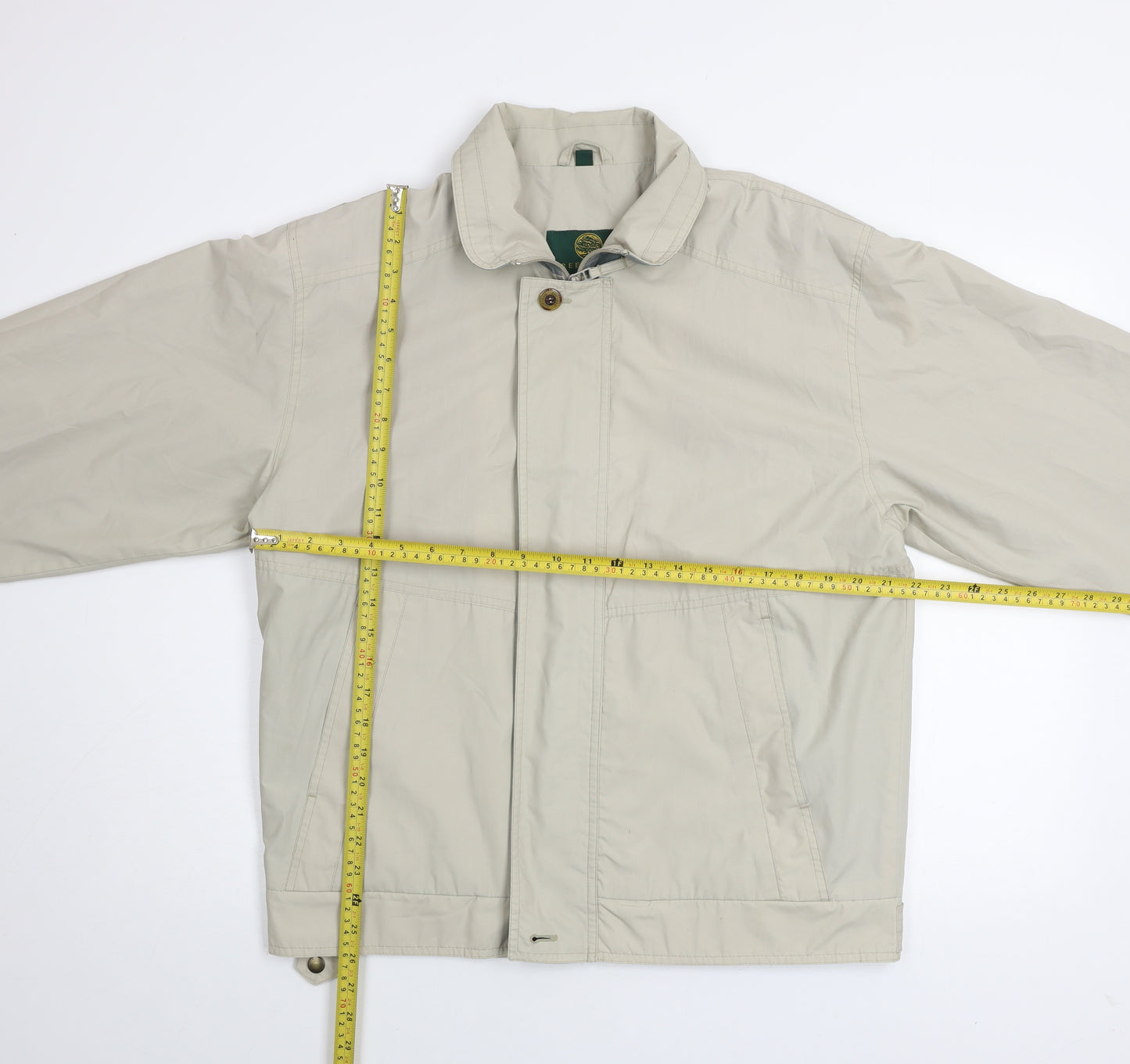 Greenwood Men Beige Basic Jacket M Full Zip Cotton Blend Casual