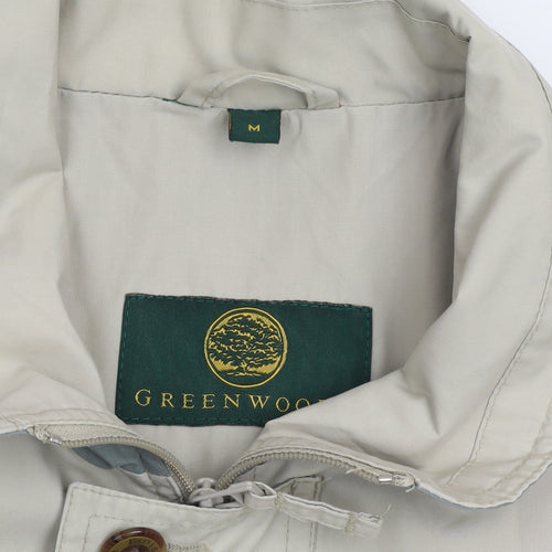 Greenwood Men Beige Basic Jacket M Full Zip Cotton Blend Casual
