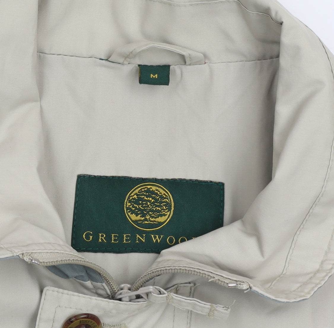 Greenwood Men Beige Basic Jacket M Full Zip Cotton Blend Casual