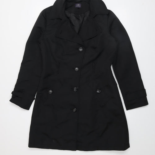 Marks and Spencer Womens Black Long Trench Coat Size 10