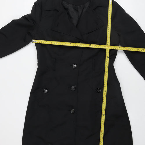 Marks and Spencer Womens Black Long Trench Coat Size 10