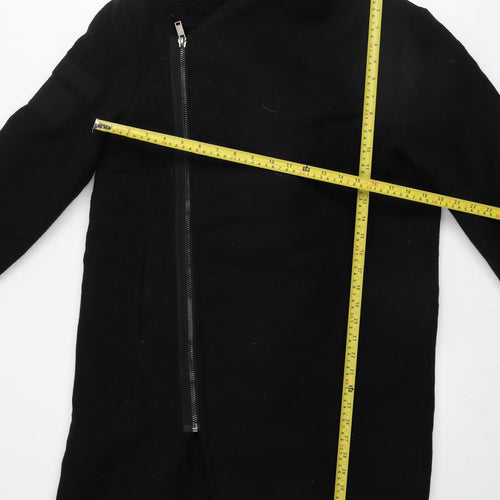 Black Kaviar Men's Black Wool Blend Asymmetric Zip Mid-Length Coat M