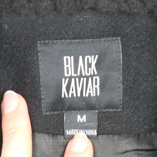 Black Kaviar Men's Black Wool Blend Asymmetric Zip Mid-Length Coat M