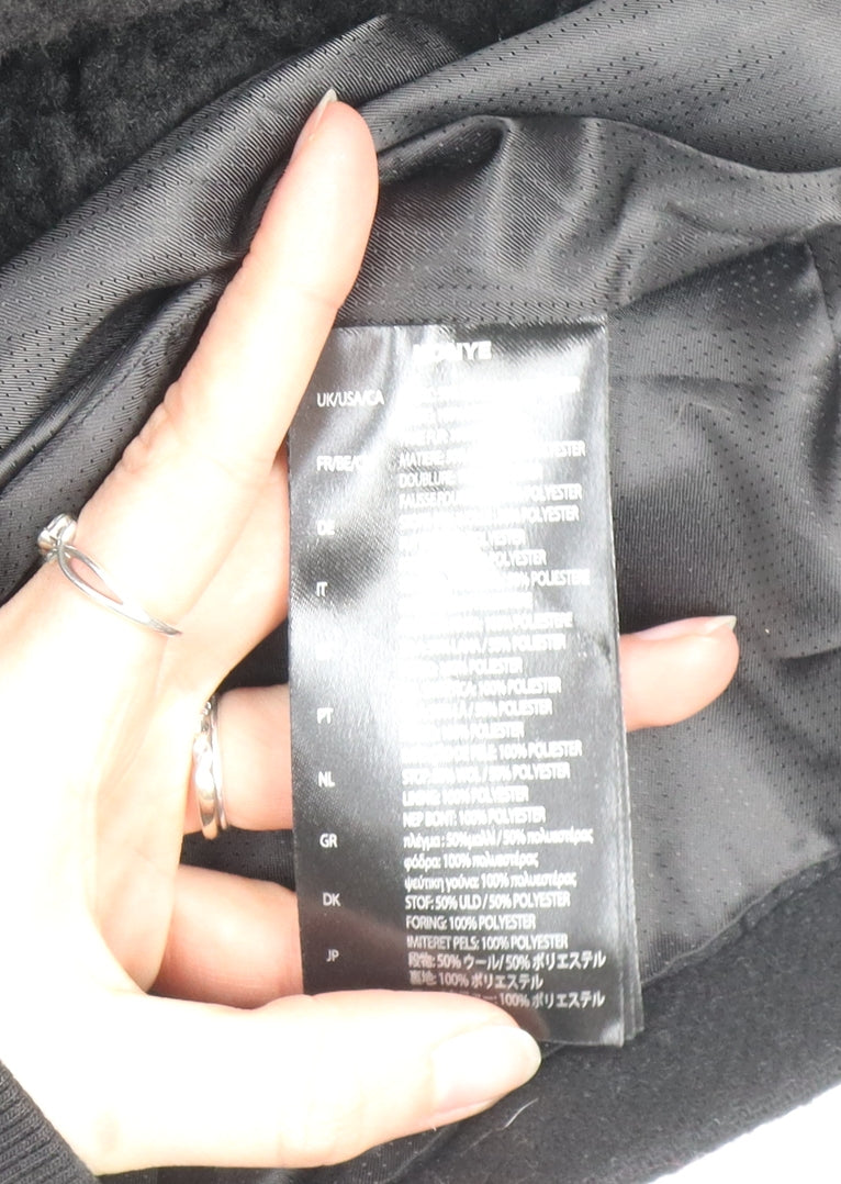 Black Kaviar Men's Black Wool Blend Asymmetric Zip Mid-Length Coat M