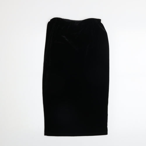 River Island Women's Black Velvet Pencil Skirt Size 10
