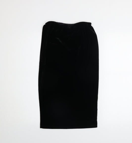 River Island Women's Black Velvet Pencil Skirt Size 10