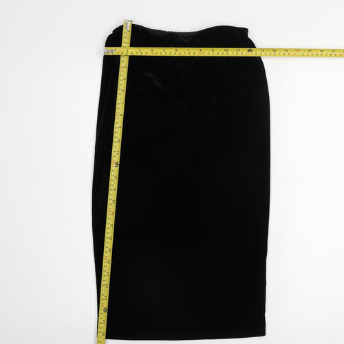 River Island Women's Black Velvet Pencil Skirt Size 10